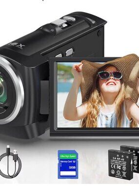 HD Vlogging Video Camera - Digital Camcorder for YouTube, Webcam Function, 2.8"